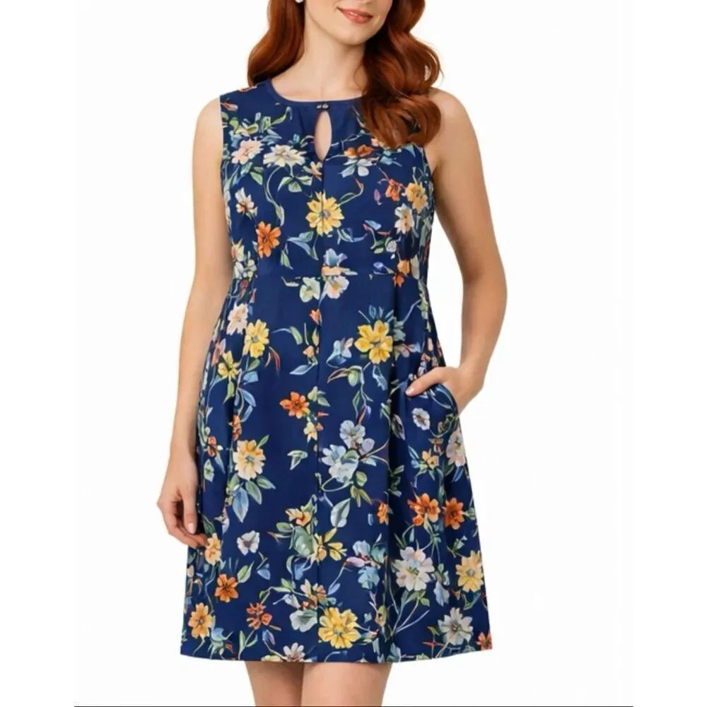 Lands end keyhole floral sleeveless dress size 4p